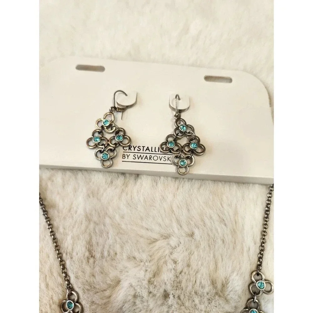 NWT Swarovski Crystallized 5480100 Necklace W/Earrings Set $129 - Picture 5 of 14